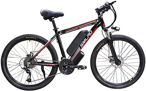 Electric Mountain Bike : Ebikes, 26-inch Adult Electric Bike, 27-Speed-Dating Removable Battery Mountain Bike 48V10AH350W, with LCD Meter and Headlight Commuter Men's Electric Cross-Country Bike (Color : Black Red)