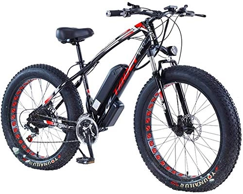 Electric Mountain Bike : Ebikes, 26 Inch Fat Tire Electric Bike 48V 1000W Motor Snow Electric Bicycle With 21 Speed Mountain Electric Bicycle Pedal Assist Lithium Battery Hydraulic Disc Brake ( Color : Black , Size : 36V8AH )