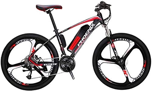 Electric Mountain Bike : Ebikes, Adult Electric Mountain Bike, 250W Snow Bikes, Removable 36V 10AH Lithium Battery for, 27 speed Electric Bicycle, 26 Inch Magnesium Alloy Integrated Wheels (Color : Red)