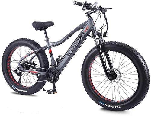 Electric Mountain Bike : Ebikes, Electric Bicycle 26" Ebike with 36V 10Ah Lithium Battery Mountain Hybrid Bike for Adults 27 Speed 5 Speed Power System Mechanical Disc Brakes Lock Front Fork Shock Absorption ( Color : Grey )