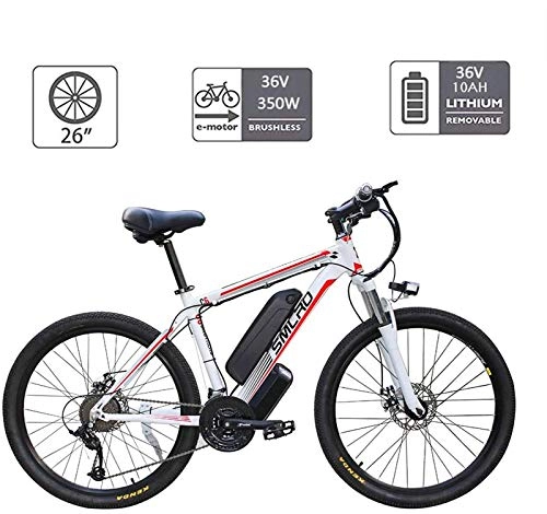 Electric Mountain Bike : Ebikes, Electric Bicycles for Adults, 360W Aluminum Alloy Ebike Bicycle Removable 48V / 10Ah Lithium-Ion Battery Mountain Bike / Commute Ebike (Color : Black Red)