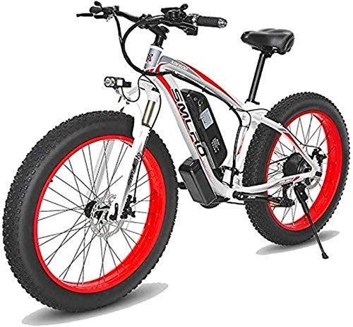 Electric Mountain Bike : Ebikes, Fat Electric Mountain Bike, 26 Inches Electric Mountain Bike 4.0 Fat Tire Snow Bike 1000W / 500W Strong Power 48V 10AH Lithium Battery (Color : Red, Size : 1000W)
