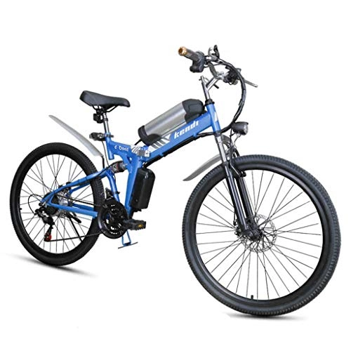 Electric Mountain Bike : Electric Bicycle, 26 Inch Foldable Electric Mountain Bike, 7-Speed Shift, 3 Boost Modes, 36V7.5Ah Lithium Battery, Blue, 26inch