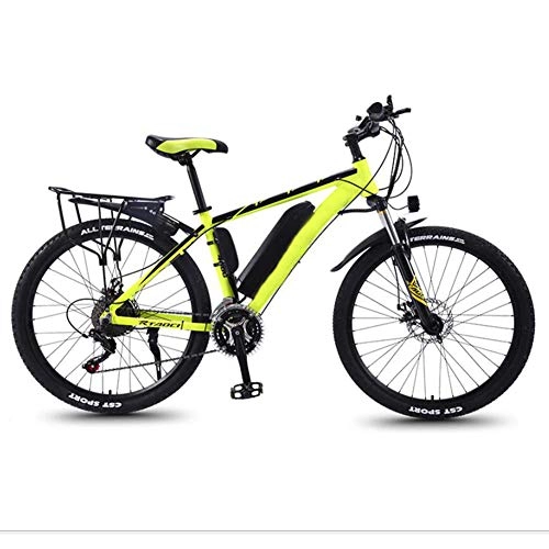 Electric Mountain Bike : Electric Bicycle 350W high speed brushless motor 36V13AH lithium battery LED adaptive headlight Suitable for work, school, shopping, excursions, leisure, Yellow