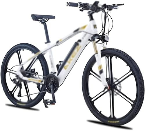 Electric Mountain Bike : Electric Bicycle Electric Bicycle Lithium Battery Motor Electric Mountain Bike Variable Speed Aluminum Alloy Frame Light (Color : White)