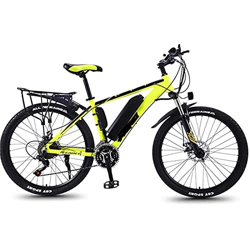 Electric Mountain Bike : Electric Bicycles, 26-inch Electric Bicycles, 350W Aluminum Alloy Mountain Electric Bicycles, Adult Electric 36V Lithium Battery High-speed Bicycles, Electric Bicycles ( Color : Yellow , Size : 8AH )