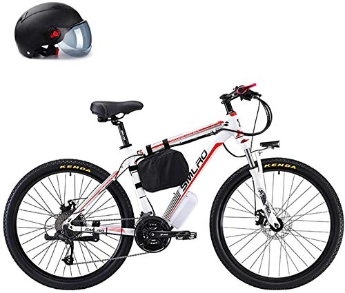 Electric Mountain Bike : Electric Bike, 26" 500W Foldaway / Carbon Steel Material City Electric Bike Assisted Electric Bicycle Sport Mountain Bicycle with 48V Removable Lithium Battery, Black, 8AH ( Color : White , Size : 10AH )