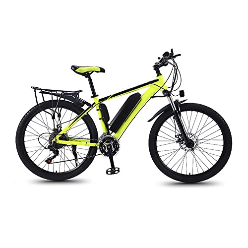 Electric Mountain Bike : Electric Bike, 26'' Electric Bicycle, E-Bike for Adults, 27 Speed Shifter, with Removable Battery, Mechanical Disc Brakes, Spoke Wheels, Three Riding Modes, Yellow, 13AH battery