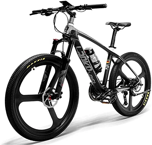 Electric Mountain Bike : Electric Bike 26'' Electric Bike Carbon Fiber Frame 300W Mountain Bikes Torque Sensor System Oil And Gas Lockable Suspension Fork City Adult Bicycle Ebike