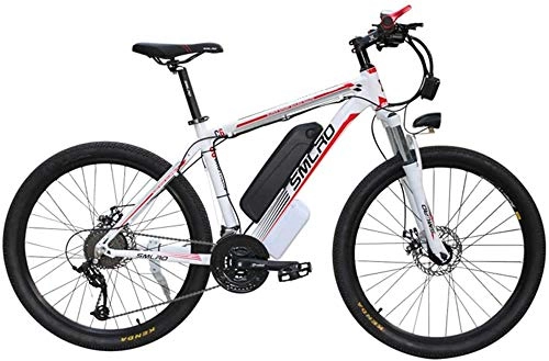 Electric Mountain Bike : Electric Bike 26'' Electric Mountain Bike Brushless Gear Motor Large Capacity (48V 350W 10Ah) 35 Miles Range and Dual Disc Brakes Alloy Electric Bicycle (Color : White Red)