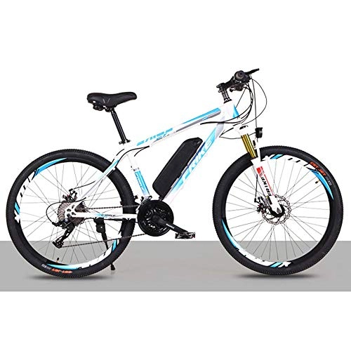 Electric Mountain Bike : Electric Bike 26" Electric Mountain Bike for Adults, Ebike with 36V 8Ah Removable Lithium-ion Battery, 27-speed 250W Motor 30 km / helectric bikes for adults-White_blue