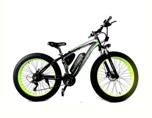 Electric Mountain Bike : Electric bike 26'' fat tyre / fat tire e-bike with removable battery 48v - Mack-e-Bikes BOLT - Fast delivery, Green and Black, 114 x 187 cm, (ST-EB26F)