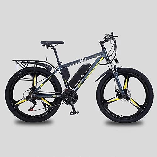 Electric Mountain Bike : Electric Bike, 26 Inch Electric Bikes for Adults Mountain Bike with 350W Motor, 36V / 10Ah Removable Battery, 21 Speed Gears, Double Disc Brakes, Black, 13AH