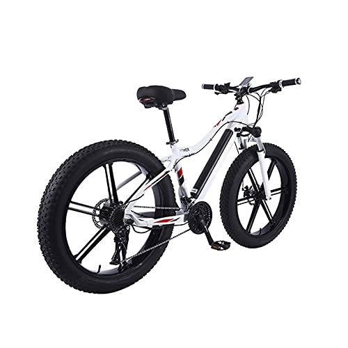 Electric Mountain Bike : Electric Bike, 26 Inch Electric Bikes for Adults Mountain Bike with 350W Motor, 36V / 10Ah Removable Battery, 27 Speed Gears, Double Disc Brakes, White, 26 inch