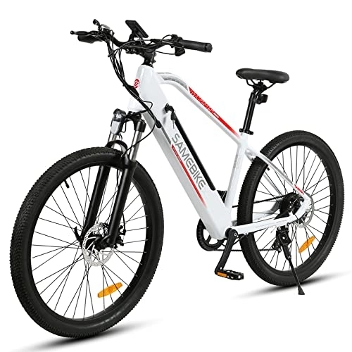 Electric Mountain Bike : Electric Bike, 27.5 Fat Tires Electric Mountain Bikes with 48V 13AH Removable Battery, Portable Smart Electric Bicycle, 3 Riding Modes City EBike with TFT Color LCD Display Commuter E-Bikes (White)