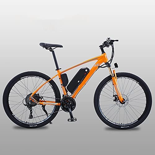Electric Mountain Bike : Electric Bike, 27.5 Inch Electric Bikes for Adults Mountain Bike with 500W Motor, 48V / 13Ah Removable Battery, 27 Speed Gears, Double Disc Brakes, Orange, 27.5 inch