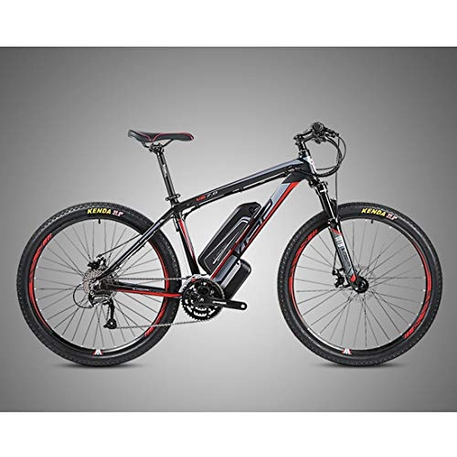 Electric Mountain Bike : Electric Bike 27 Speed Gear and Three Working Modes, Fiugsed 26'' Electric Mountain Bike with Removable Large Capacity Lithium-Ion Battery (48V), Red, 27.5inch*17.5inch