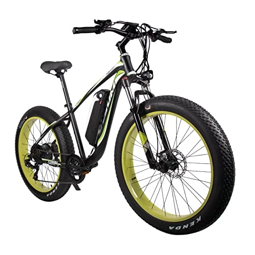 Electric Mountain Bike : Electric Bike Adults 1000W Motor 48V 17Ah Lithium- Ion Battery Removable 26' 4. 0 Fat Tire Ebike 28MPH Snow Beach Mountain E- Bike Shimano 7-Speed (Color : Green)