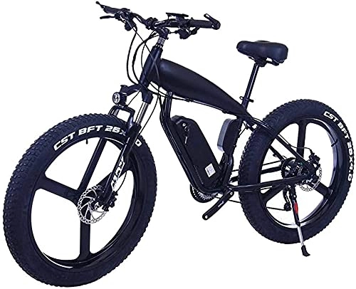 Electric Mountain Bike : Electric Bike Bikes, Electric Bicycle For Adults 26inc Fat Tire 48V 10Ah Mountain EBike With Large Capacity Lithium Battery 3 Riding Modes Disc Brake (Color : 10Ah, Size : BlackB)