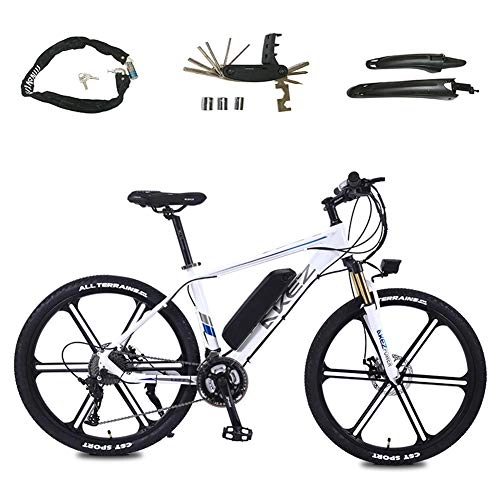 Electric Mountain Bike : Electric Bike Electric Mountain Bike 350W Ebike 26'' Electric Bicycle, Adults Ebike with Removable 13Ah Battery, Professional 27 Speed Gears, White, 10Ah35KM
