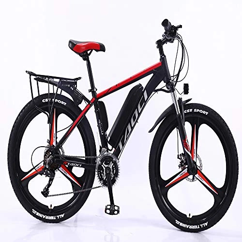 Electric Mountain Bike : Electric Bike Electric Mountain Bike 350W Electric Bicycle, Adults Ebike with Removable 10Ah Battery, Professional 27 Speed Gears, Black red