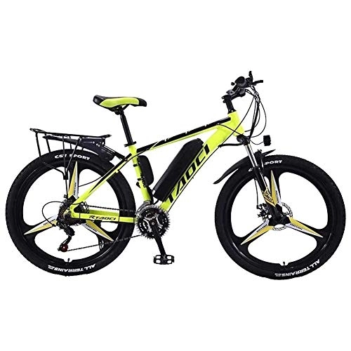 Electric Mountain Bike : Electric Bike Electric Mountain Bike for Adult Aluminum Alloy Bicycles All Terrain 26" 36V 350W 13Ah Detachable Lithium Ion Battery Smart Mountain Ebike for Mens ( Color : Yellow , Size : 10AH / 65km )