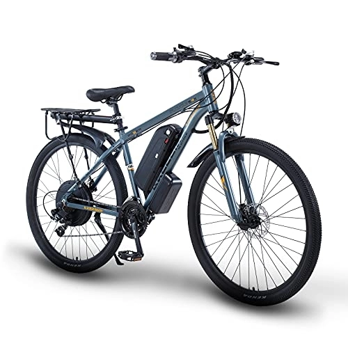 Electric Mountain Bike : Electric Bike for Adult, Mountain Bike, 29" Magnesium Alloy Ebikes Bicycles All Terrain, 48V Removable Lithium-Ion Battery Bicycle Ebike for Outdoor Cycling Travel Work Out (Gray)