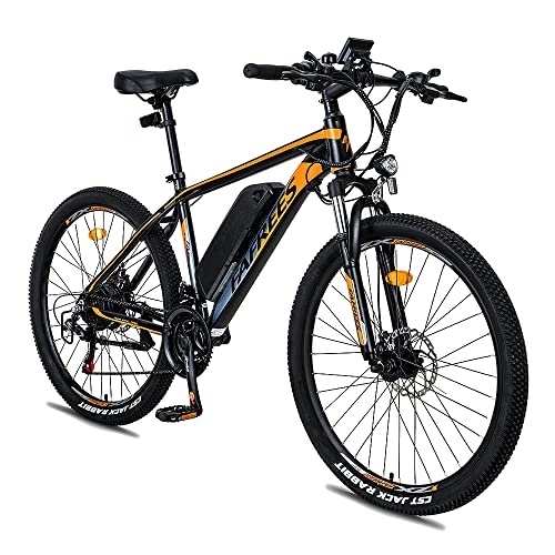 Electric Mountain Bike : Electric Bike for Adults, Electric Mountain Bicycle with Rear Carrier Rack, 36V 10Ah Removable Battery, 250W Motor 21 Speed City Bike Commuting (Black)