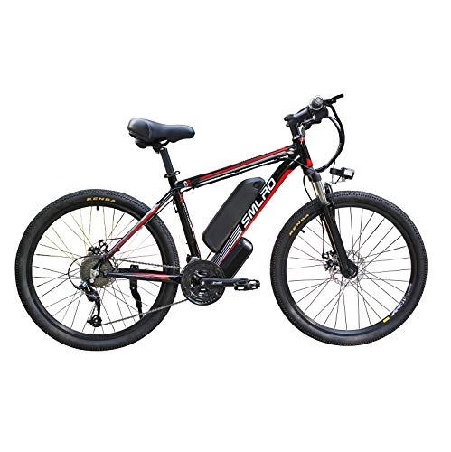 Electric Mountain Bike : Electric Bike for Adults, Electric Mountain Bike, 26 Inch 250W Removable Aluminum Alloy Ebike Bicycle, 48V / 10Ah Lithium-Ion Battery for Outdoor Cycling Travel Work Out, Black Red, 26 In