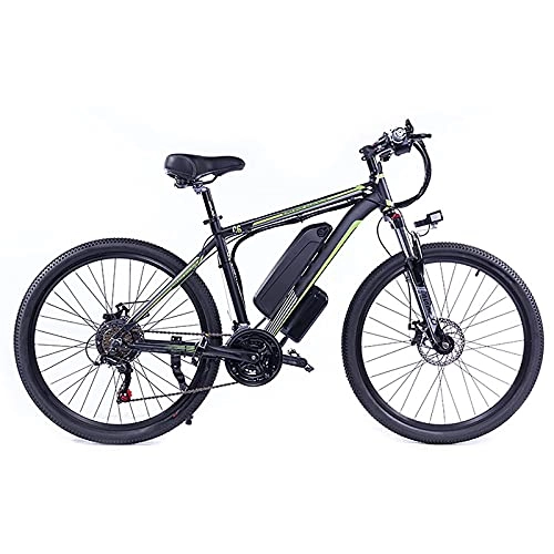 Electric Mountain Bike : Electric Bikes for Adult, 26inch Mountain E-Bike 48V 350W / 500W / 1000W 13AH Strong Power Motor Removable Lithium-Ion Battery 21 Speed Electric Bicycles for Men Ladies Travel Commuting (Black Green, 350W)