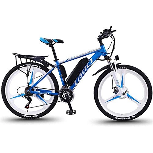 Electric Mountain Bike : Electric Bikes for Adult, Magnesium Alloy Ebikes Bicycles All Terrain, 26" 36V 350W Removable Lithium-Ion Battery Mountain Ebike, for Mens Outdoor Cycling Travel Work Out And Commuting, Blue, 10Ah
