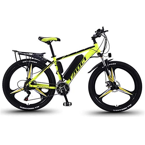 Electric Mountain Bike : Electric Bikes for Adult, Magnesium Alloy Ebikes Bicycles All Terrain, 26" 36V 350W Removable Lithium-Ion Battery Mountain Ebike, for Mens Outdoor Cycling Travel Work Out And Commuting, Yellow, 13AH