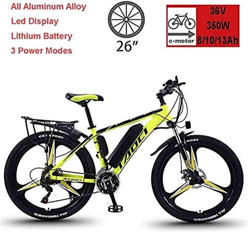 Electric Mountain Bike : Electric Bikes for Adult, Mens Mountain Bike, Magnesium Alloy Ebikes Bicycles All Terrain, 26" 36V 350W Removable Lithium-Ion Battery Bicycle Ebike, for Outdoor Cycling Travel Work Out, 13Ah 80km