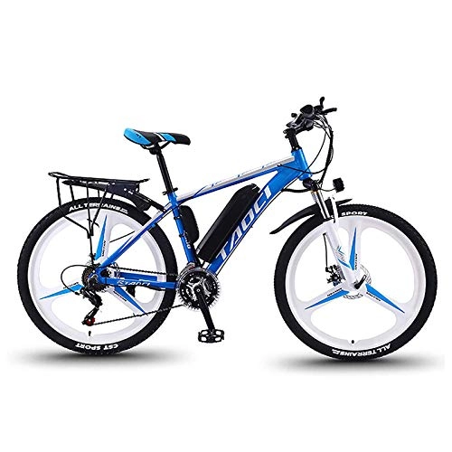 Electric Mountain Bike : Electric Bikes for Adult Super Magnesium Alloy All Terrain Ebikes Mountain Bikes Bicycles 26 Inch 36V 350W Lithium-Ion Battery Hybrid Bike Blue-8AH / 50KM