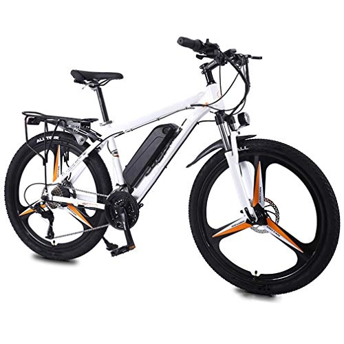 Electric Mountain Bike : Electric Bikes For Adults Electric Mountain Bike, 26 Inch Wheels 350W / 36V Removable Charging Lithium Battery Max Speed 35km / h Cycling Travel Work, White, 13AH