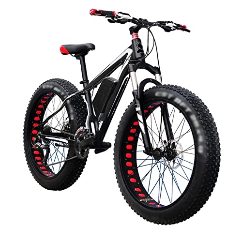 Electric Mountain Bike : Electric Bikes for Adults Mountain Electric Bike 26 Inches Fat Tire 1500w Rear Wheel Motor Hydraulic 48V Li-Ion Battery Electric Snow Ebike (Color : Black)