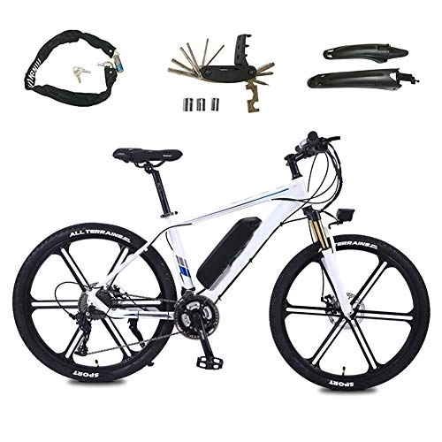 Electric Mountain Bike : Electric Bikes, Men'S Mountain Bike Aluminum Alloy Cycling Bike All Terrain, 26" 36V 350W Removable Lithium Ion Battery Mountain Bike, Suitable for Outdoor Cycling Travel Exercise, White, 36V8AH