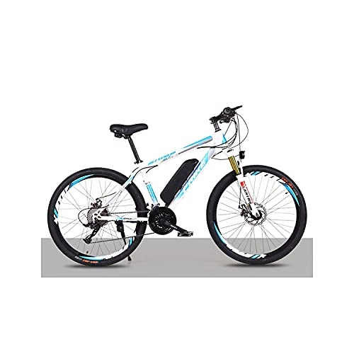 Electric Mountain Bike : Electric Mountain Bike 26" 250W Electric Bicycle With 36V 8Ah Removable Lithium Battery, 21 Speed Gearbox, 35km / H, Charging Mileage Up To 35-50km(Color:blue / white)