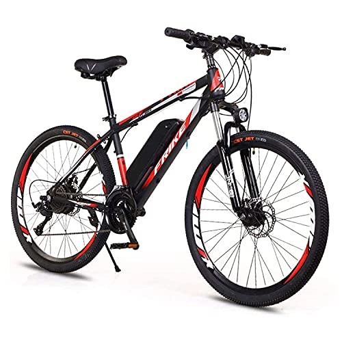 Electric Mountain Bike : Electric Mountain Bike 26" 250W Electric Bicycle With 36V 8Ah Removable Lithium Battery, 21 Speed Gearbox, 35km / H, Charging Mileage Up To 35-50km(Color:red / black)