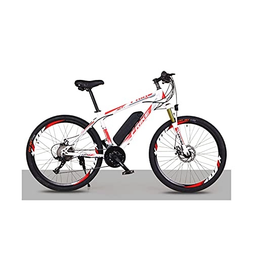 Electric Mountain Bike : Electric Mountain Bike 26"250W Electric Bicycle With 36V 8Ah Removable Lithium Battery, 21 Speed Gearbox, 35km / H, Charging Mileage Up To 35-50km(Color:red / white)