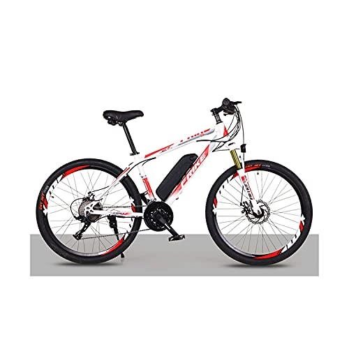 Electric Mountain Bike : Electric Mountain Bike 26" 250W Electric Bicycle With 36V 8Ah Removable Lithium Battery, 21 Speed Gearbox, 35km / H, Charging Mileage Up To 35-50km(Color:red / white)