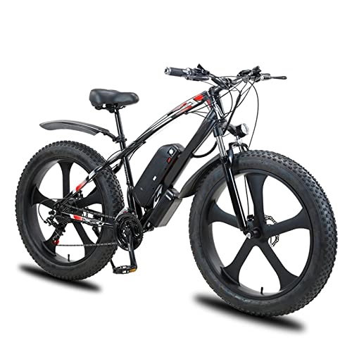 Electric Mountain Bike : Electric Mountain Bike 26"E-MTB Bicycle with Removable Lithium-Ion Battery 48V 13A for Adult, 21Speed Gears, Double Disc Brakes, Black, 26 inch