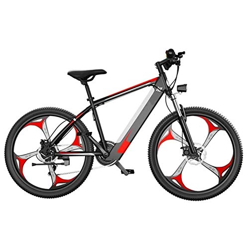 Electric Mountain Bike : Electric Mountain Bike, 26 Inch Electric Mountain Bike for Adult, Fat Tire Electric Bike for Adults Snow / Mountain / Beach Ebike with Lithium-Ion Battery Electric Powerful Bicycle (Color : Red)