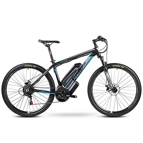 Electric Mountain Bike : Electric mountain bike, 26-inch hybrid bicycle / (36V10Ah) 24 speed 5 speed power system mechanical disc brakes lock front fork shock absorption, up to 35KM / H, Blue
