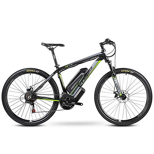 Electric Mountain Bike : Electric mountain bike, 26-inch hybrid bicycle / (36V10Ah) 24 speed 5 speed power system mechanical disc brakes lock front fork shock absorption, up to 35KM / H, Green