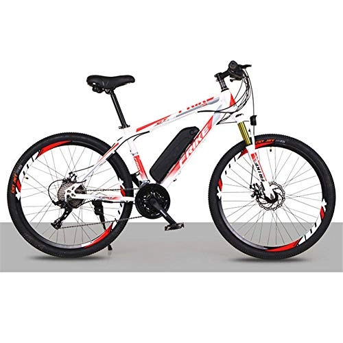 Electric Mountain Bike : Electric Mountain Bike, 26-Inch Hybrid Bicycle / (36V8Ah) 27 Speed 5 Speed Power System Mechanical Disc Brakes Lock Front Fork Shock Absorption, Up to 35KM / H-White red