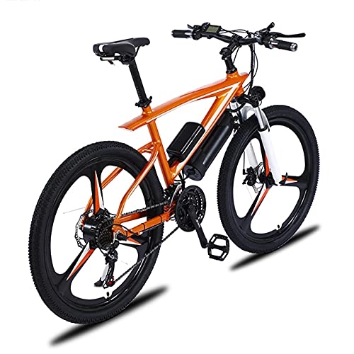 Electric Mountain Bike : Electric Mountain Bike, 26 Inches Snow Bike Adult, Fat Tire Bicycle E-Bike All Terrain, 36V 350W Motor, with Removable Lithium-Ion Battery 21 Speed Shifter, for Cycling Travel, Orange, 10AH