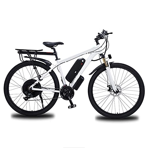 Electric Mountain Bike : Electric Mountain Bike, 29 Inches Snow Bike for Adult, Fat Tire Bicycle E-Bike All Terrain, Removable Lithium-Ion Battery 21 Speed Shifter, 1000W Powerful Motor, for Cycling Travel, White