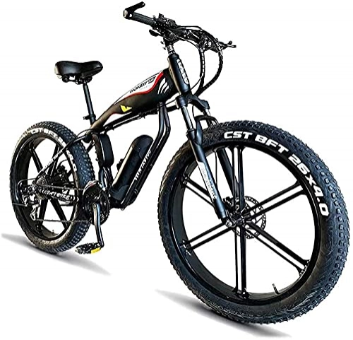Electric Mountain Bike : Electric Mountain Bike 400W Upto 25km / h 26inch Fat Tire E-Bike 30 Speeds Beach Cruiser Sports Electric Bikes Lithium Battery Hydraulic Disc Brakes (Color : 48v, Size : 14Ah)