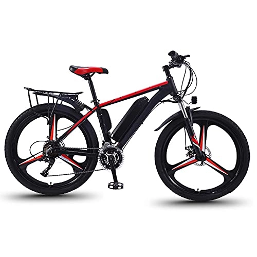 Electric Mountain Bike : Electric Mountain Bike, Fat Tire Bicycle E-Bike for Adult, Snow Bike All Terrain, 350W Powerful Motor Magnesium Alloy Frame, with Lithium-Ion Battery 27 Speed Shifter, Red, 13AH